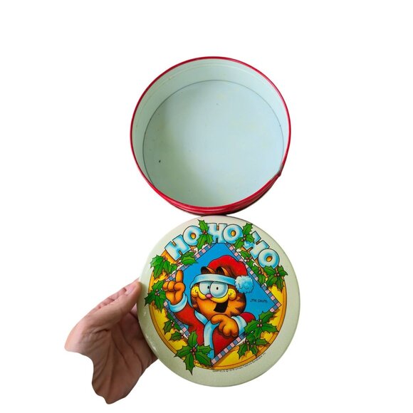 Vintage 1978 Garfield Christmas Tin Santa Ho Ho Ho Collectible - Picture 8 of 9